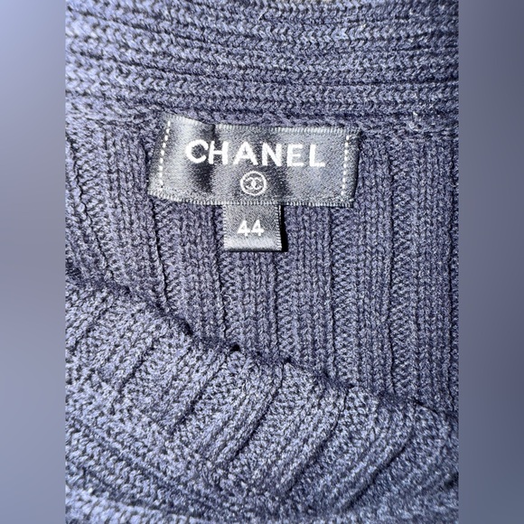 CHANEL Navy Ribbed Knit Dress - Picture 6 of 8